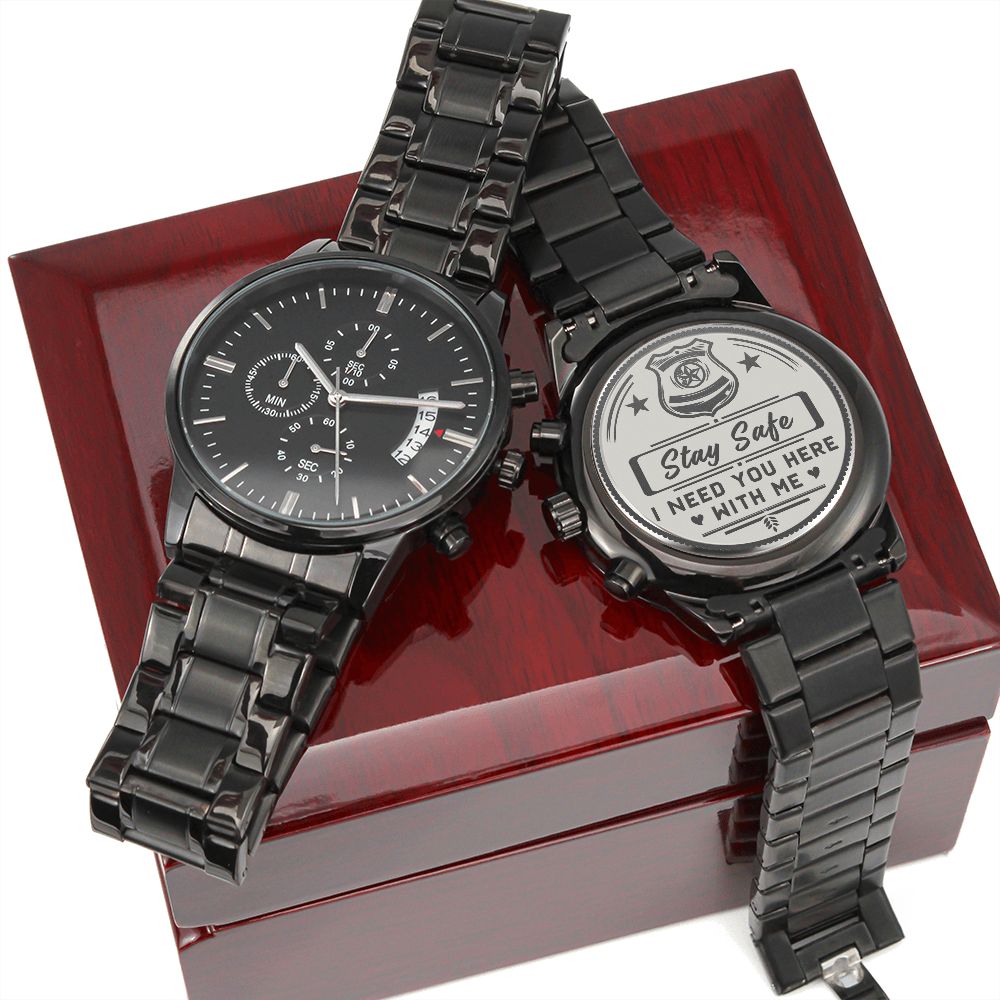 Firefighter Dad Engraved Chronograph Watch
