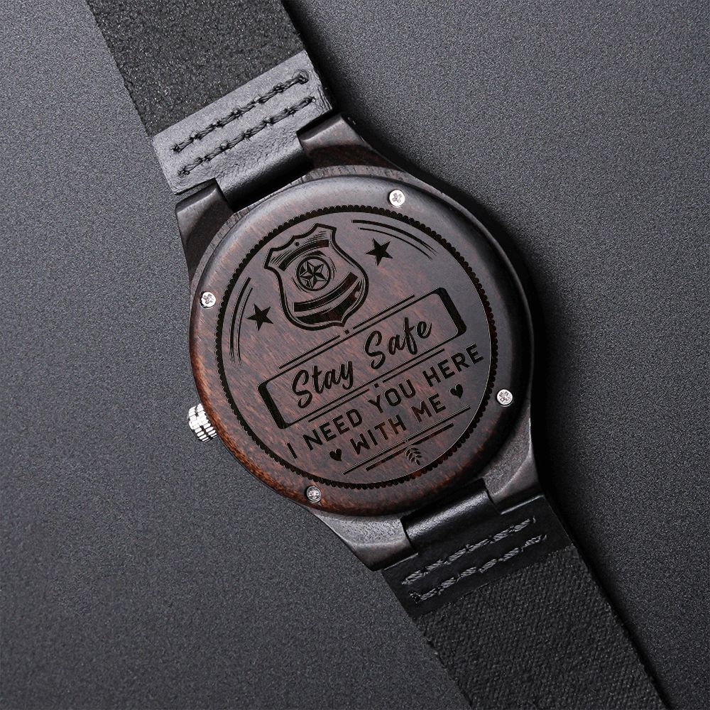 Firefighter Dad Engraved Wooden Watch