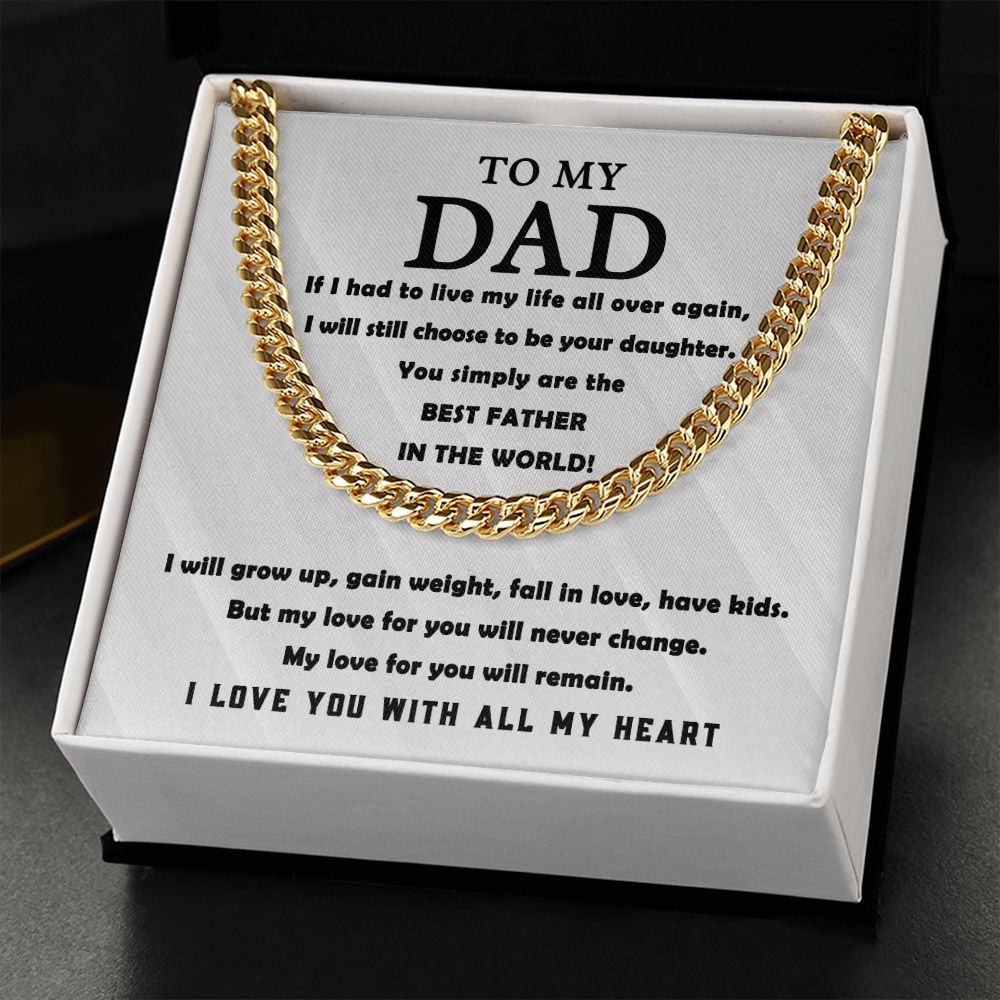 To My Dad Cuban Link Chain