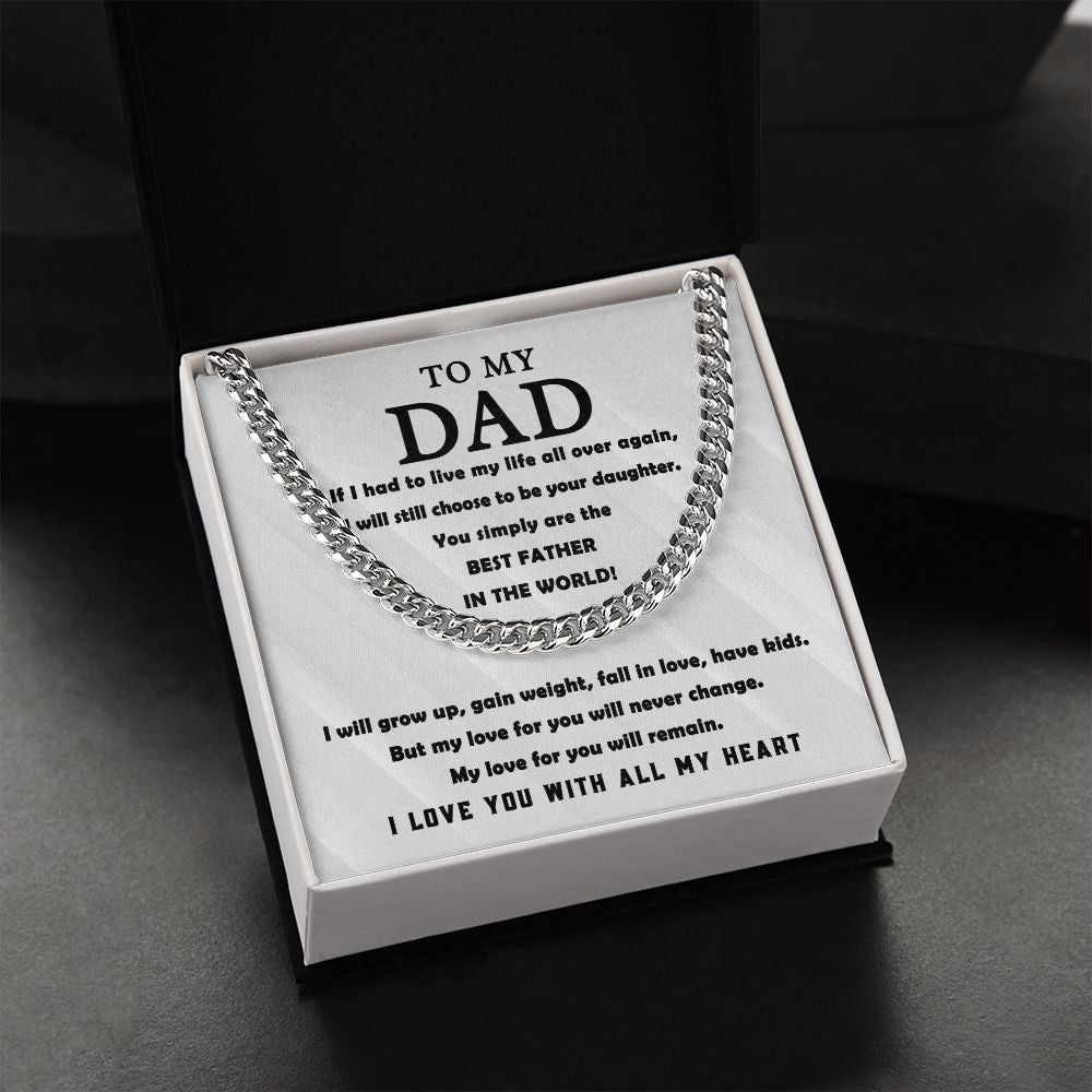 To My Dad Cuban Link Chain