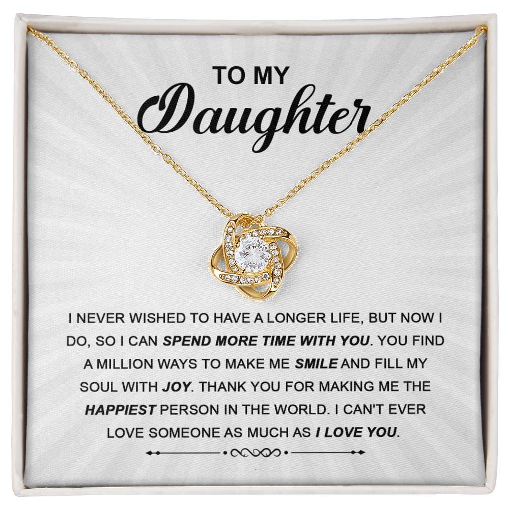 Daughter- Spend More Time Love Knot Necklace