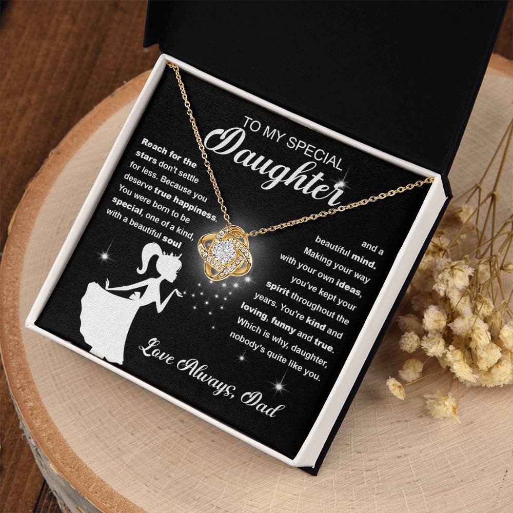 Daughter Reach for the Stars Love Knot Necklace