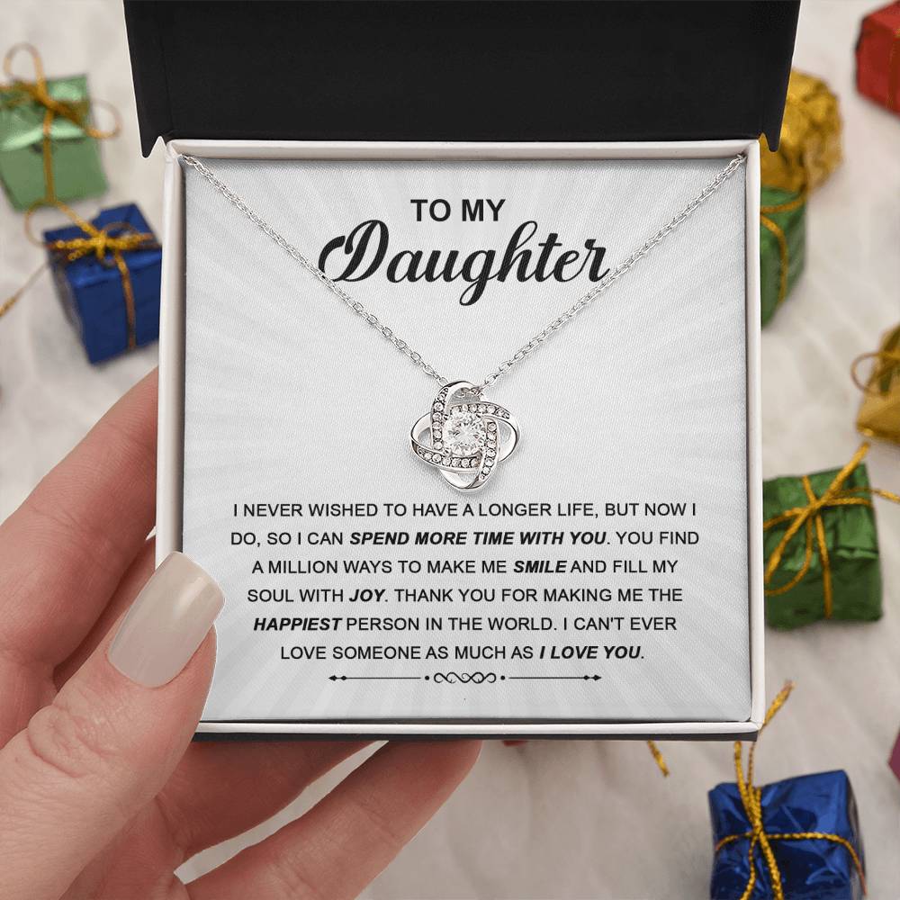 Daughter- Spend More Time Love Knot Necklace