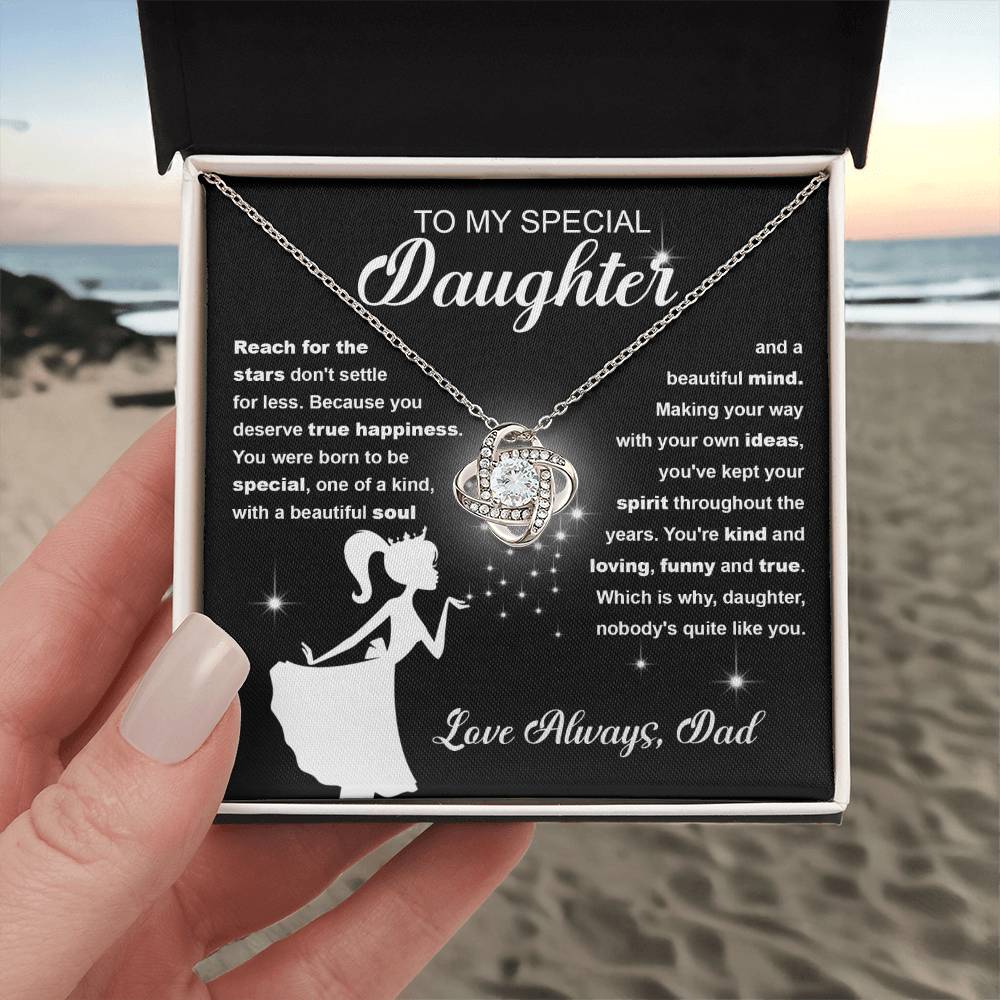 Daughter Reach for the Stars Love Knot Necklace