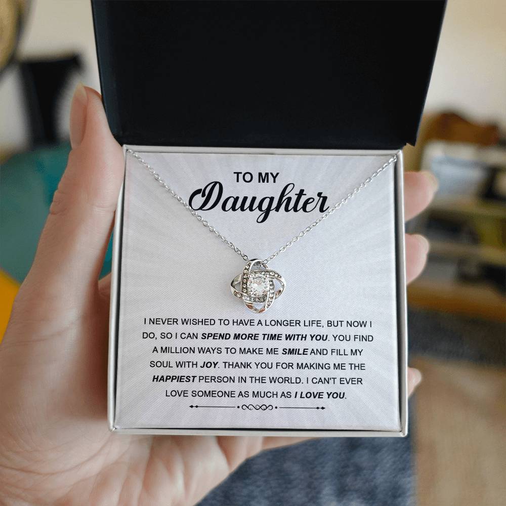 Daughter- Spend More Time Love Knot Necklace