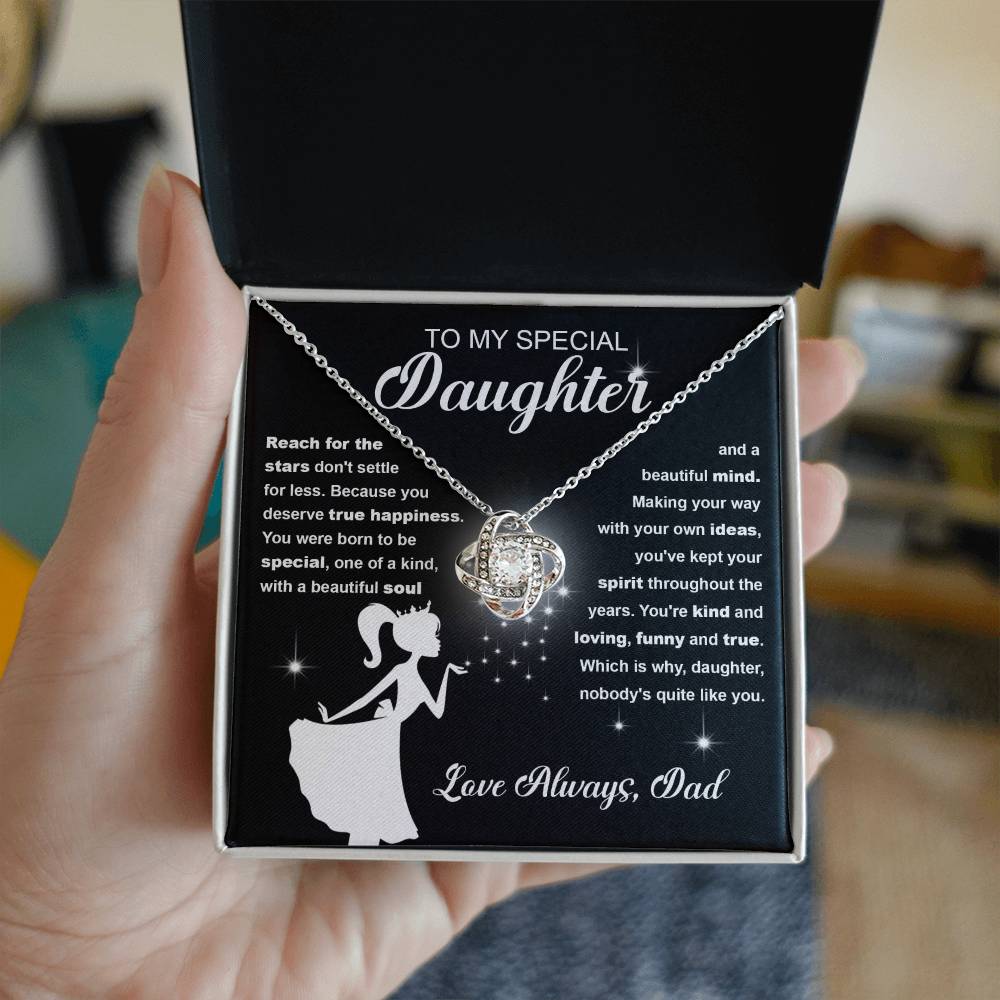 Daughter Reach for the Stars Love Knot Necklace