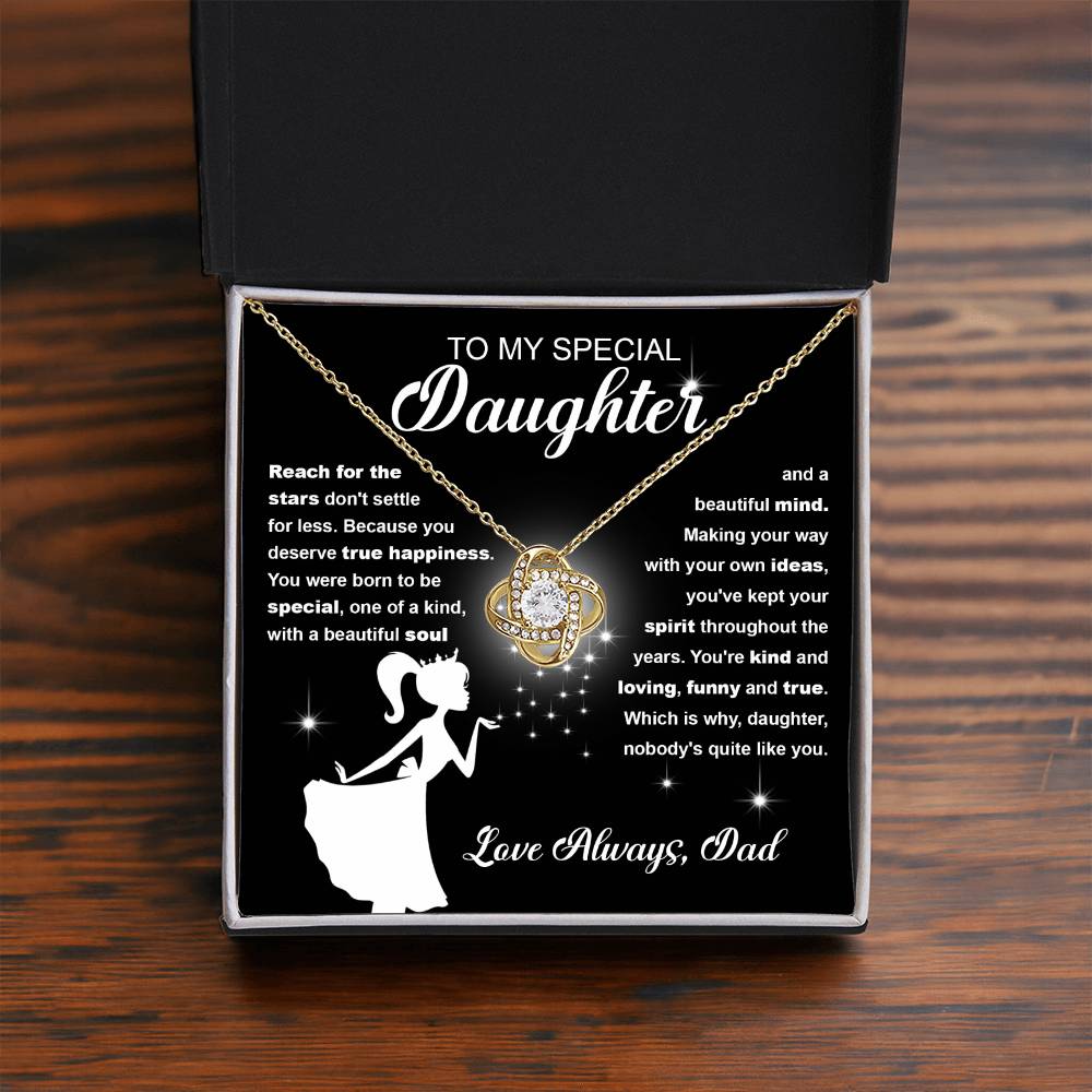 Daughter Reach for the Stars Love Knot Necklace
