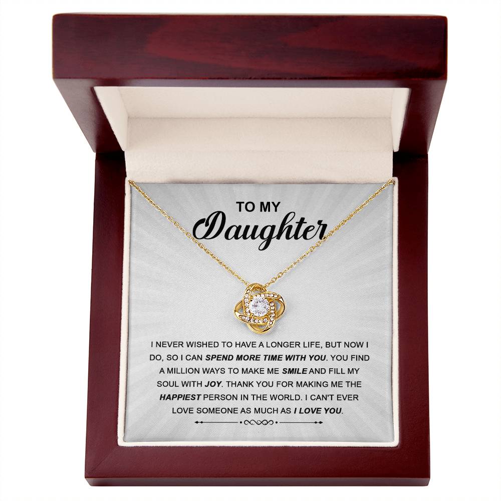 Daughter- Spend More Time Love Knot Necklace