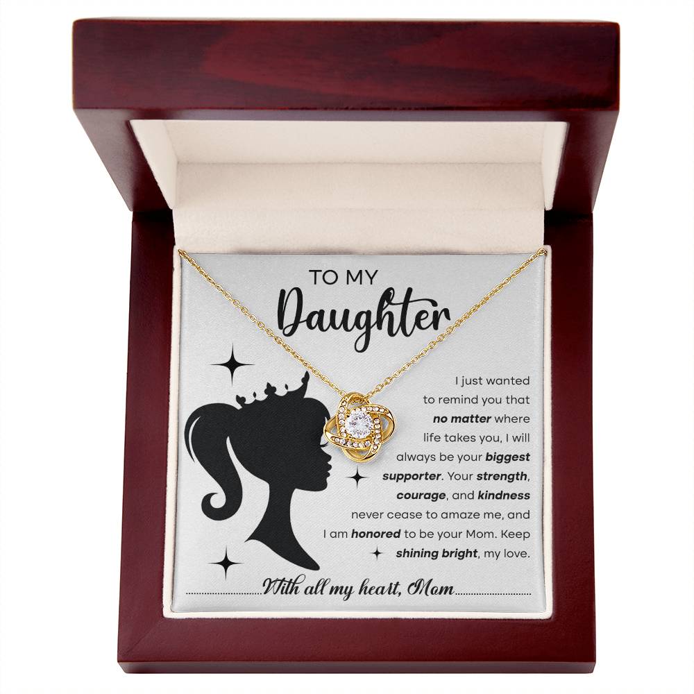Daughter- Biggest Supporter Love Knot Necklace