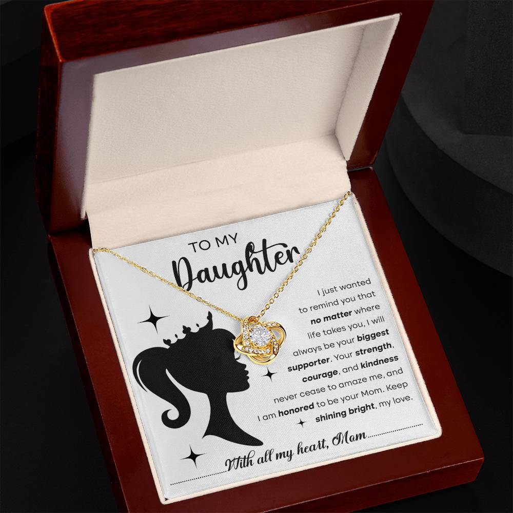 Daughter- Biggest Supporter Love Knot Necklace