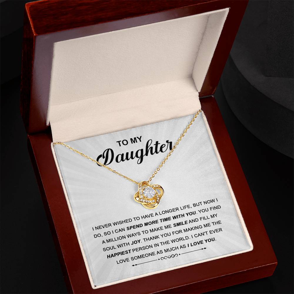 Daughter- Spend More Time Love Knot Necklace