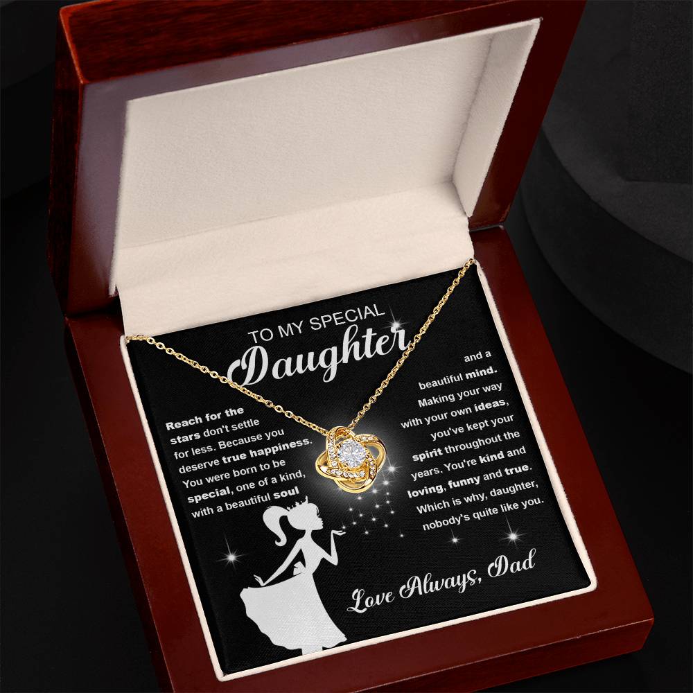 Daughter Reach for the Stars Love Knot Necklace