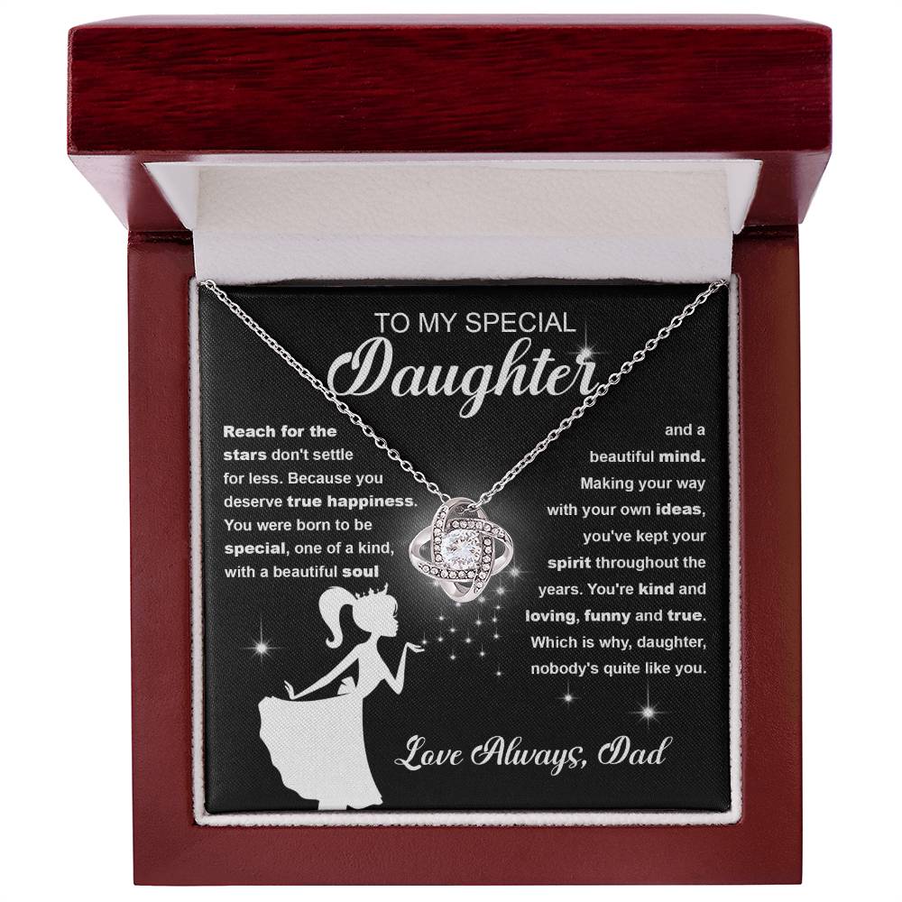 Daughter Reach for the Stars Love Knot Necklace
