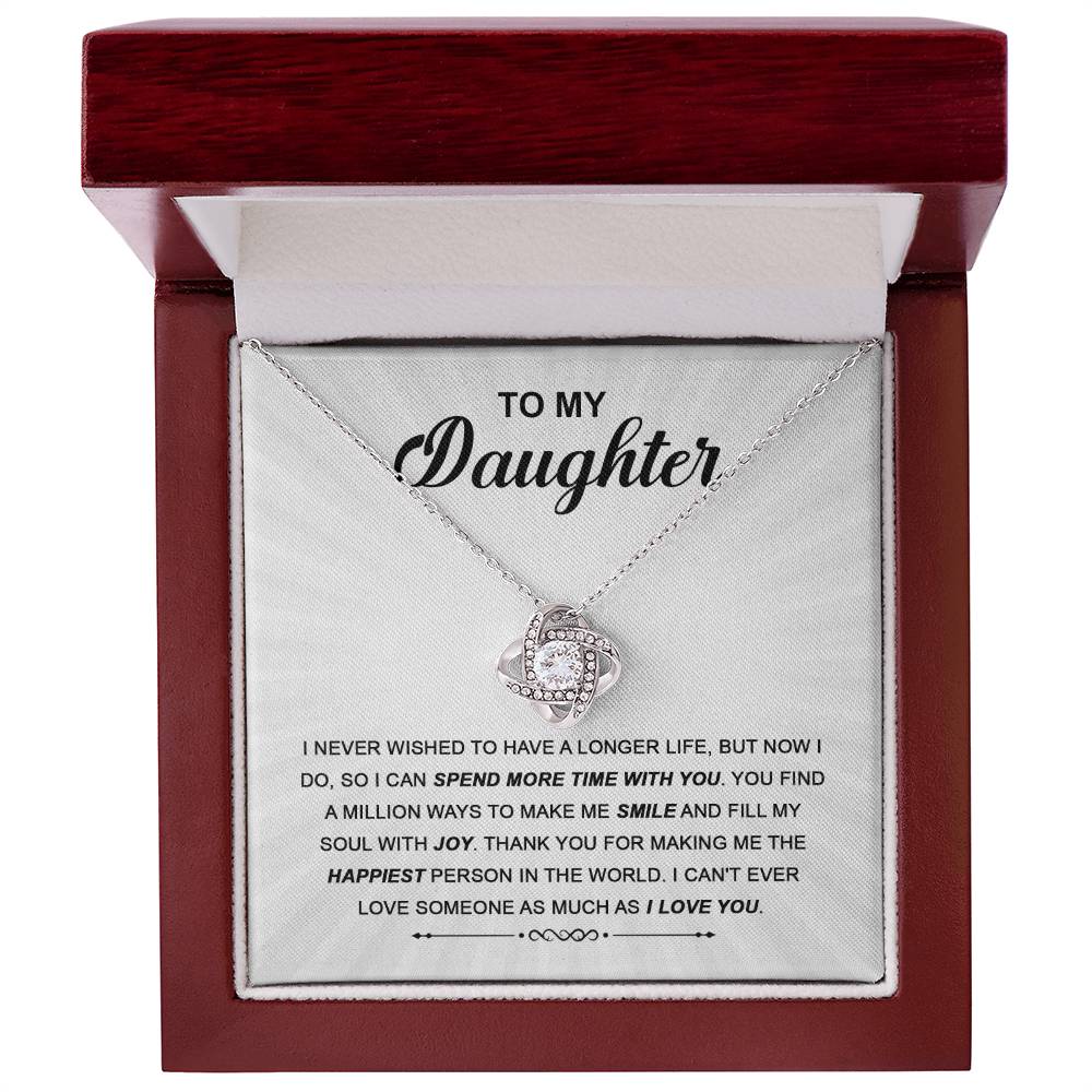 Daughter- Spend More Time Love Knot Necklace
