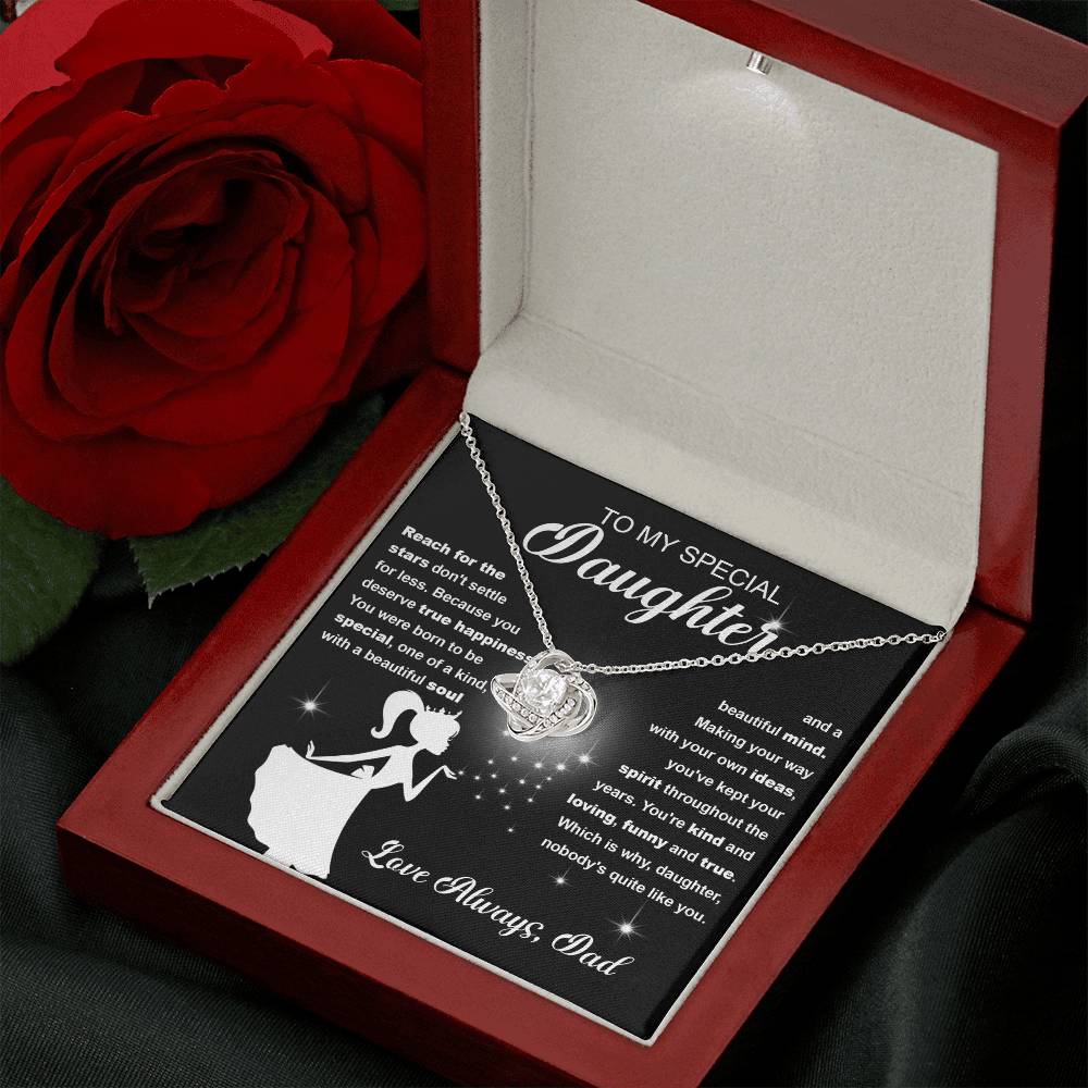 Daughter Reach for the Stars Love Knot Necklace