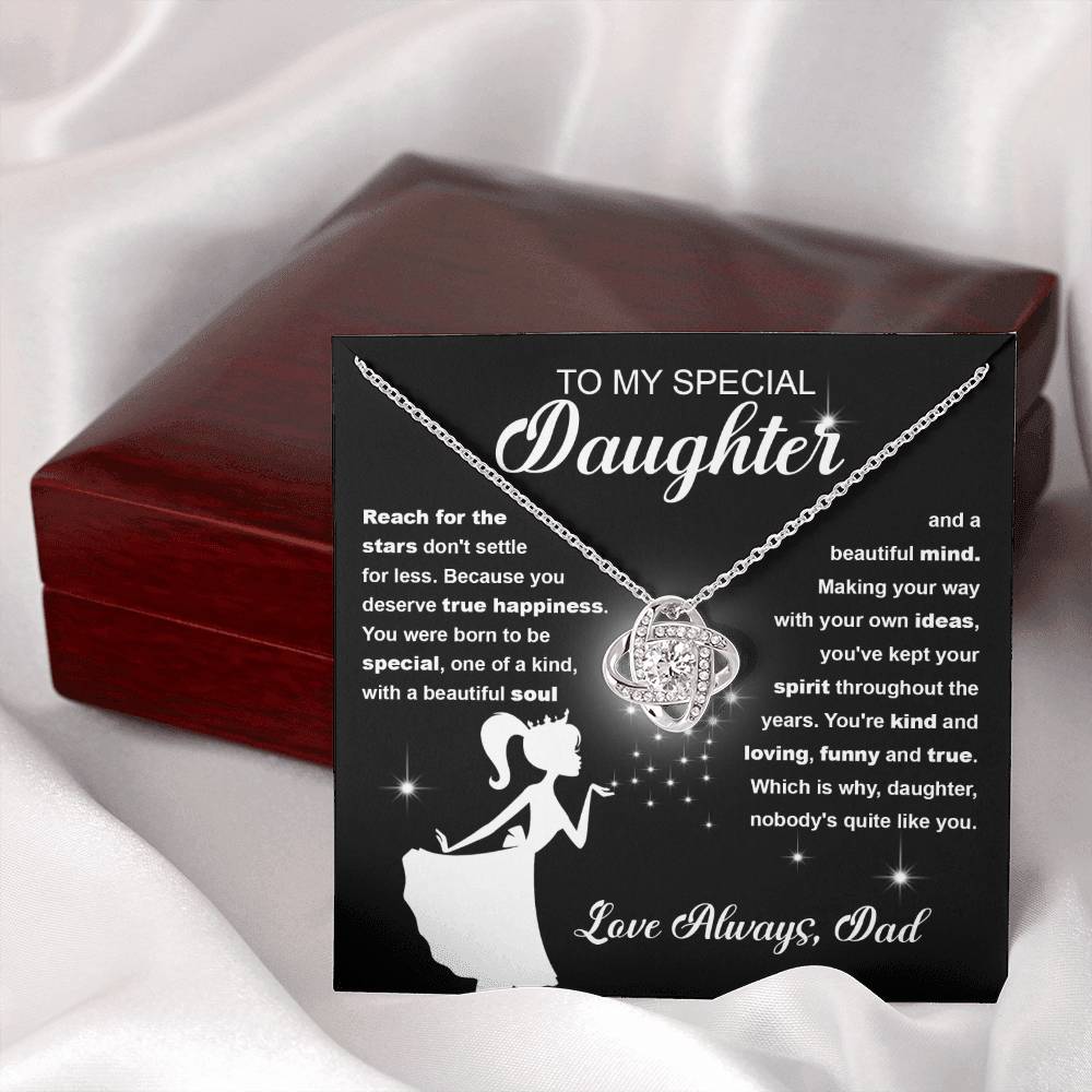 Daughter Reach for the Stars Love Knot Necklace