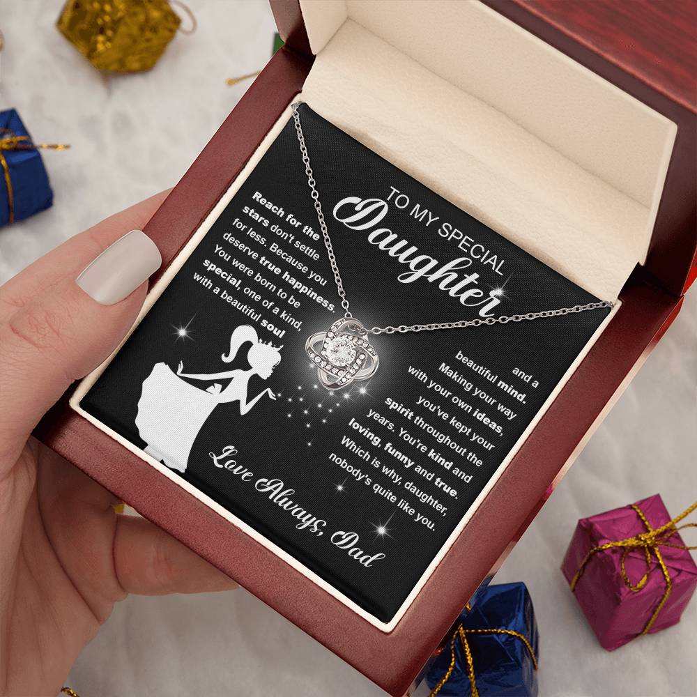 Daughter Reach for the Stars Love Knot Necklace