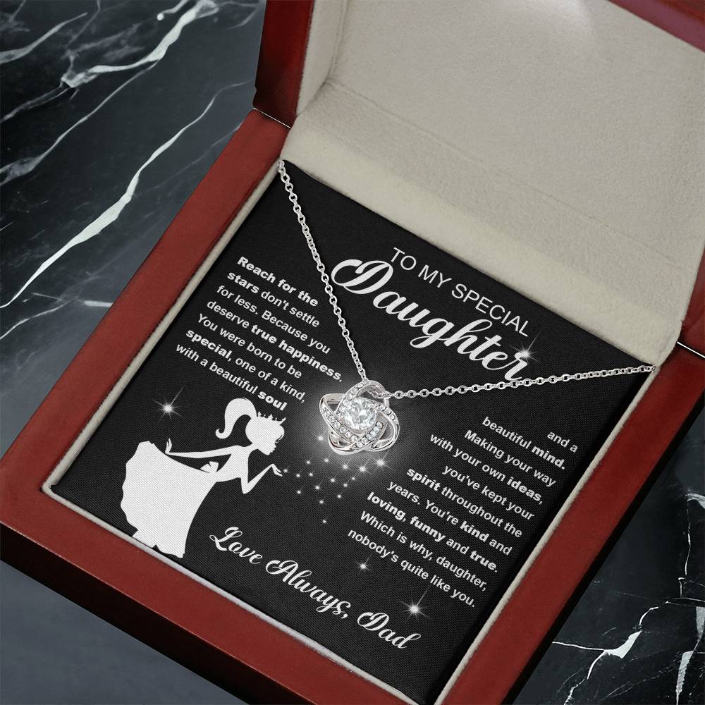 Daughter Reach for the Stars Love Knot Necklace