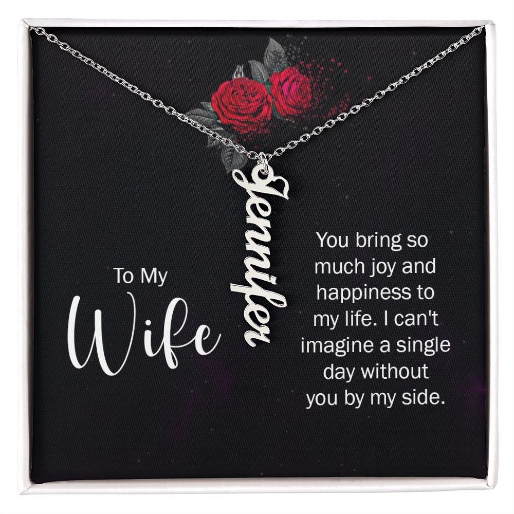 Wife Vertical Name Necklace