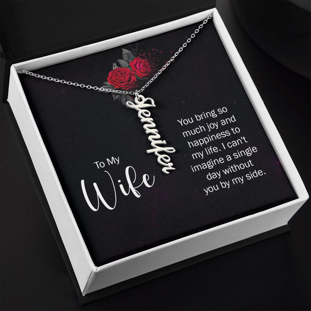 Wife Vertical Name Necklace