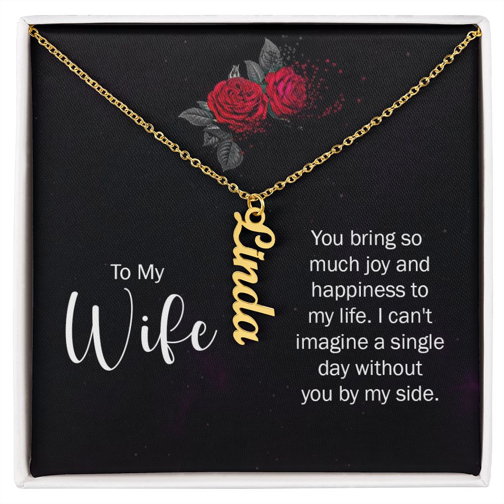 Wife Vertical Name Necklace