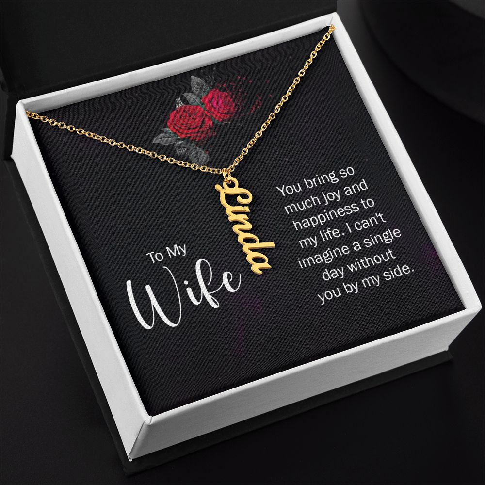 Wife Vertical Name Necklace