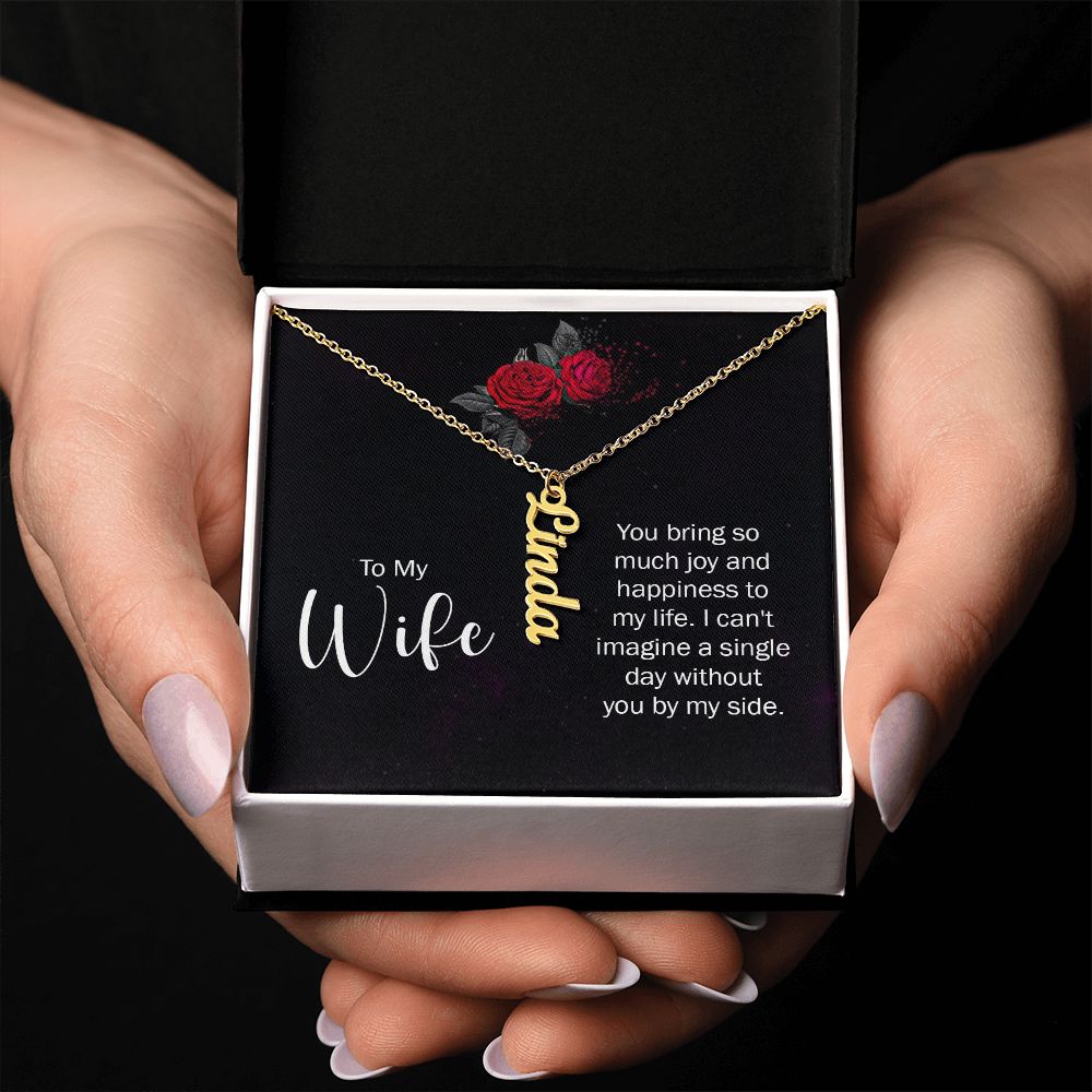 Wife Vertical Name Necklace