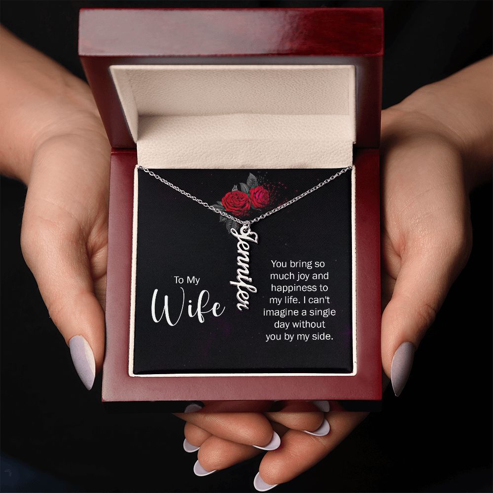 Wife Vertical Name Necklace