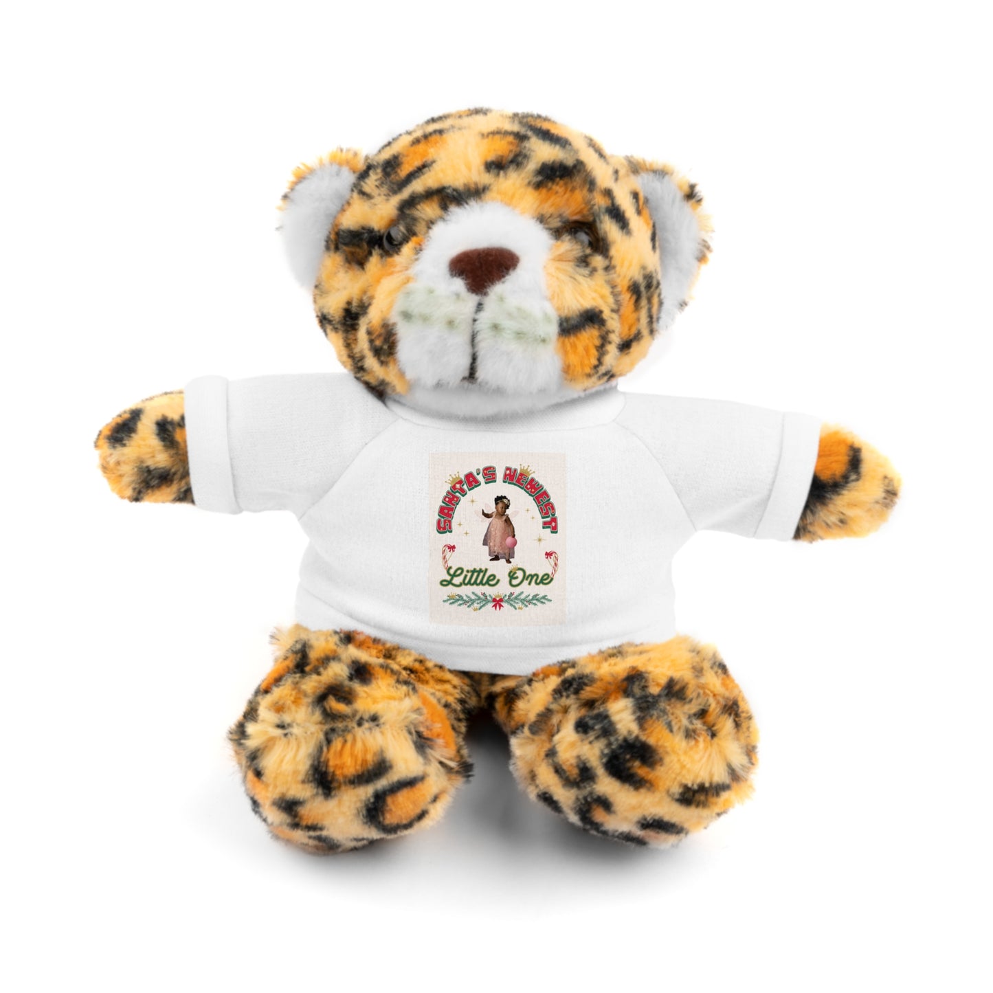 Plush Teddy Bear with 'Santa's Newest Little One' T‑Shirt – Cute Christmas Gift