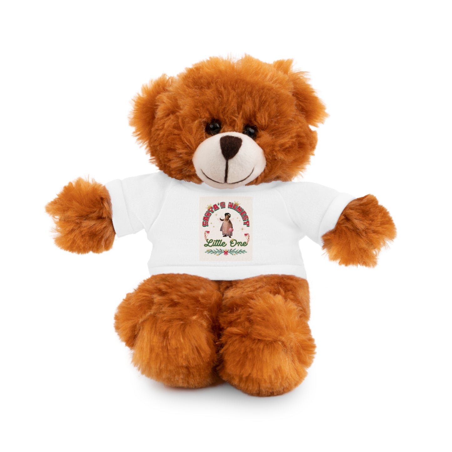 Plush Teddy Bear with 'Santa's Newest Little One' T‑Shirt – Cute Christmas Gift