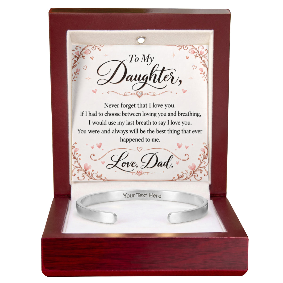 Dad-Daughter Engraved Cuff Bracelet