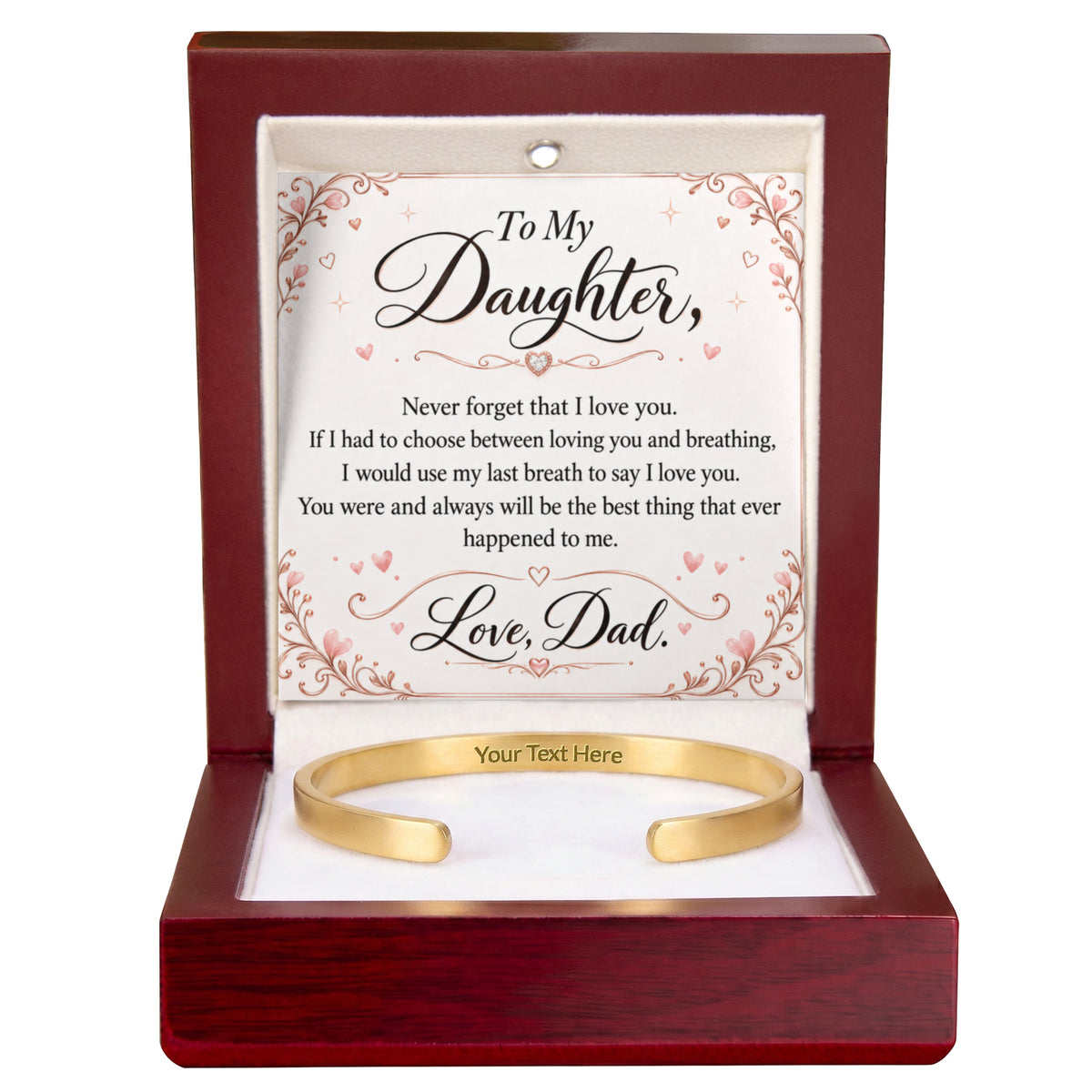 Dad-Daughter Engraved Cuff Bracelet