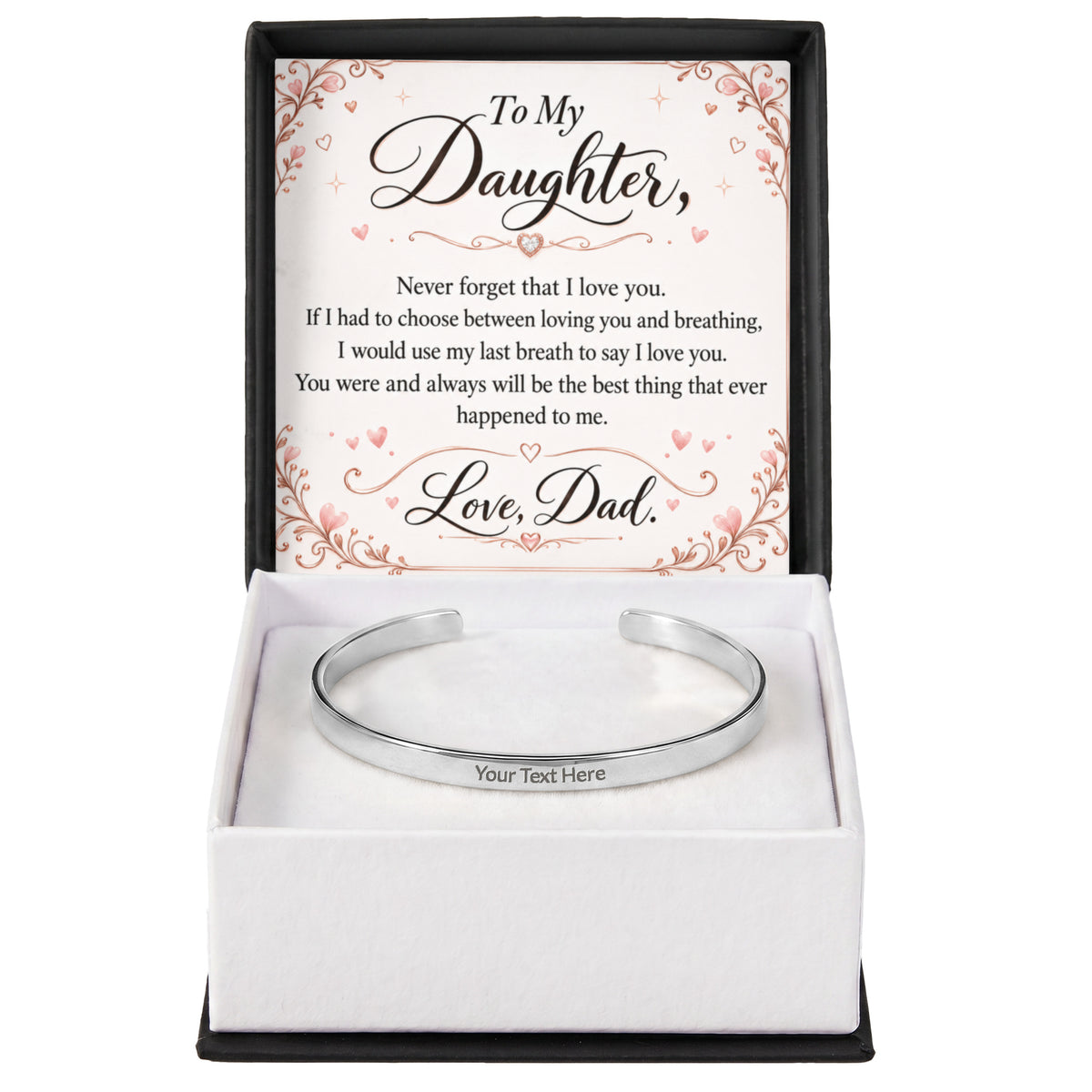 Dad-Daughter Engraved Cuff Bracelet