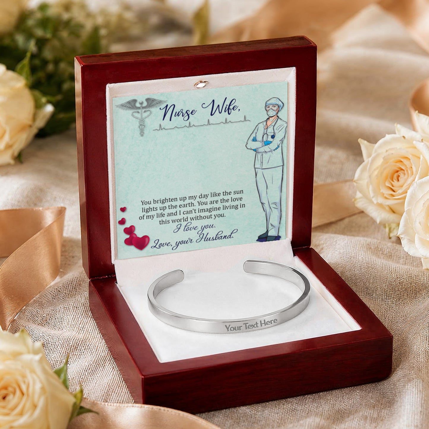 Nurse Wife Engraved Bracelet