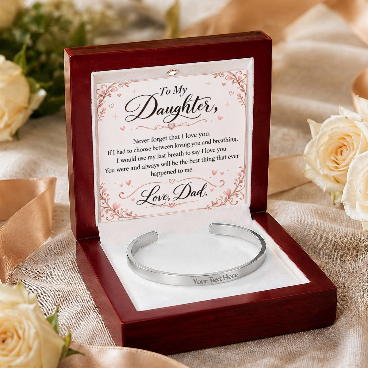 Dad-Daughter Engraved Cuff Bracelet