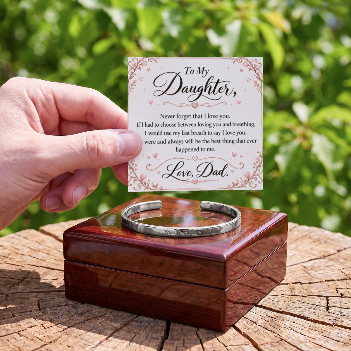 Dad-Daughter Engraved Cuff Bracelet
