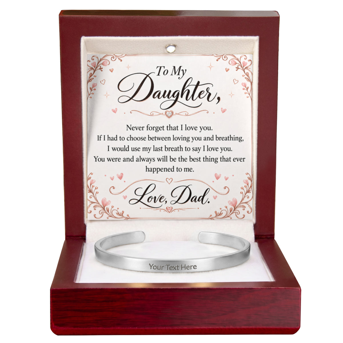 Dad-Daughter Engraved Cuff Bracelet