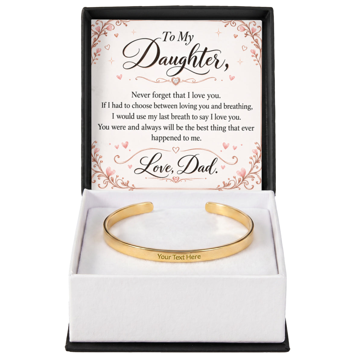 Dad-Daughter Engraved Cuff Bracelet