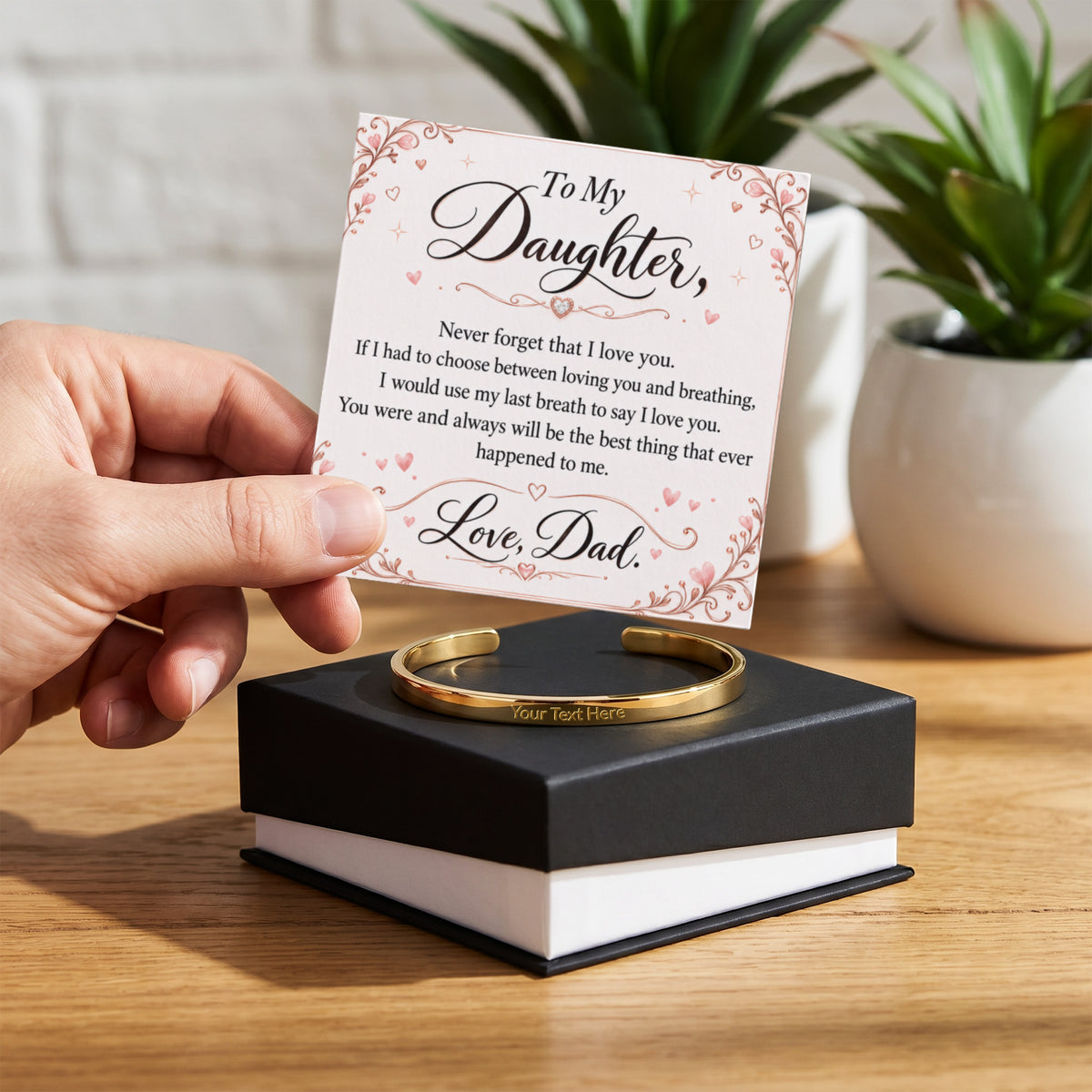 Dad-Daughter Engraved Cuff Bracelet