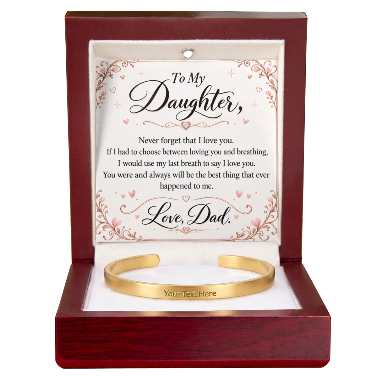 Dad-Daughter Engraved Cuff Bracelet
