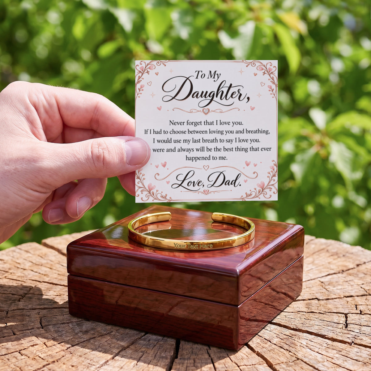 Dad-Daughter Engraved Cuff Bracelet