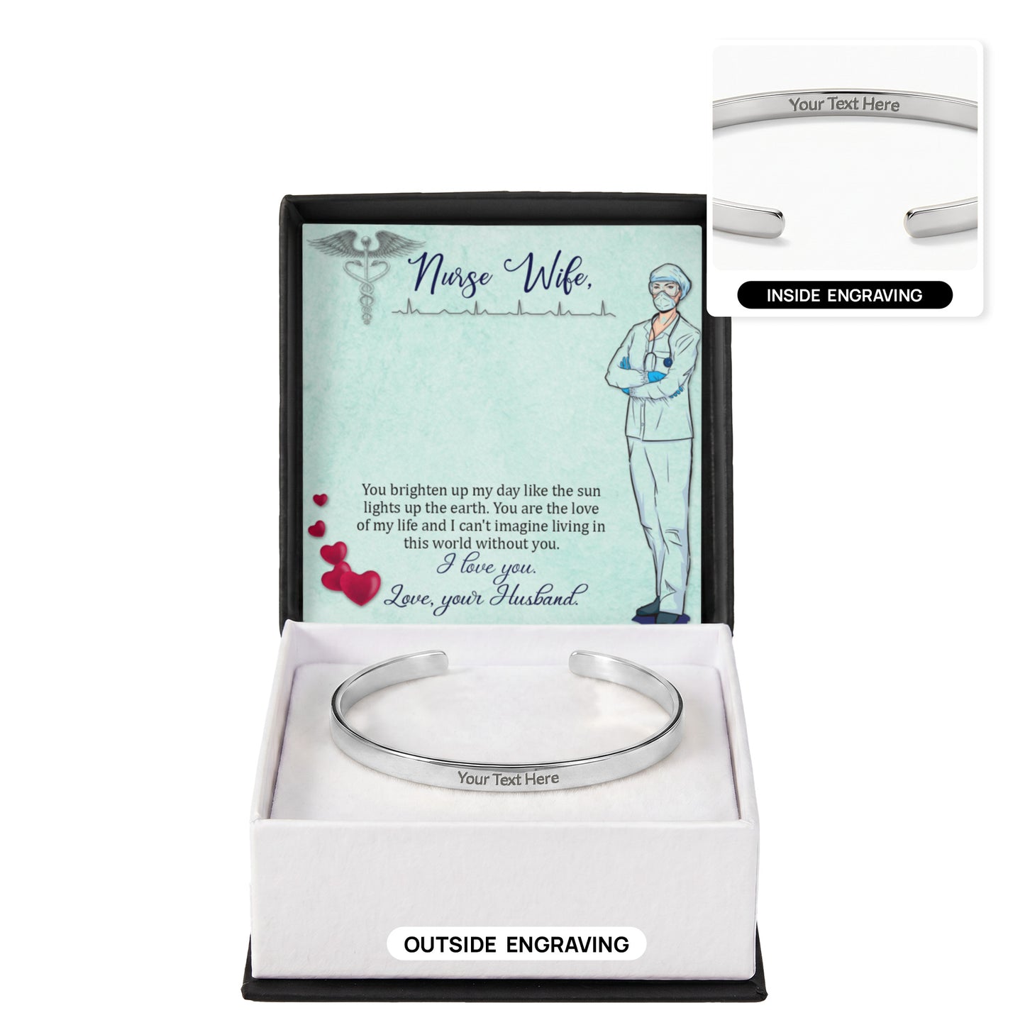 Nurse Wife Engraved Bracelet