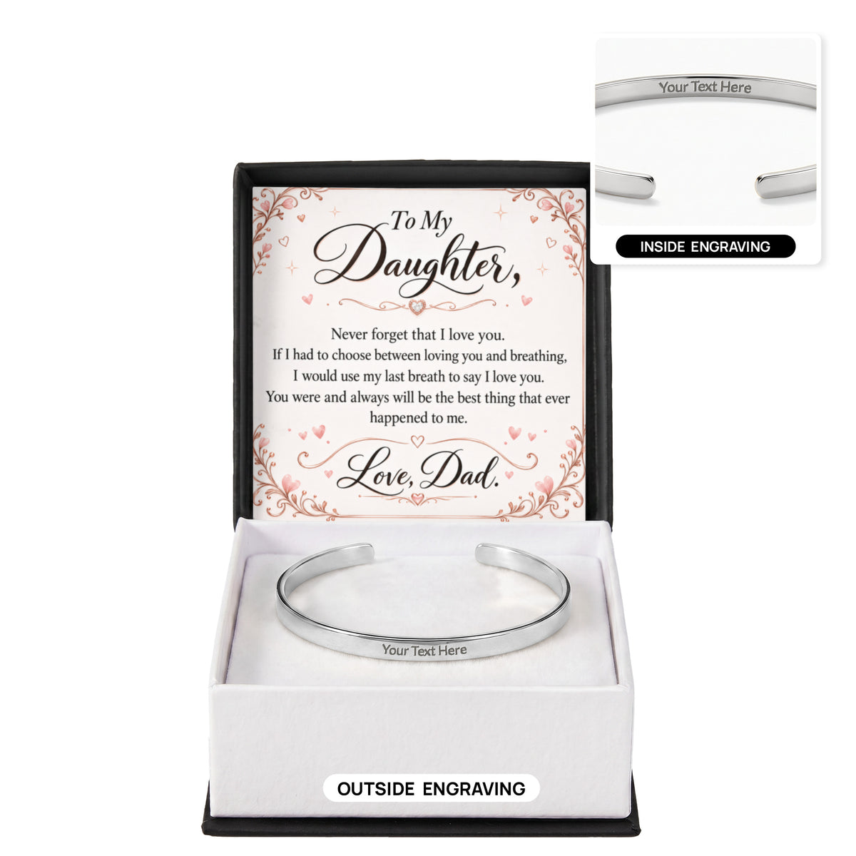 Dad-Daughter Engraved Cuff Bracelet