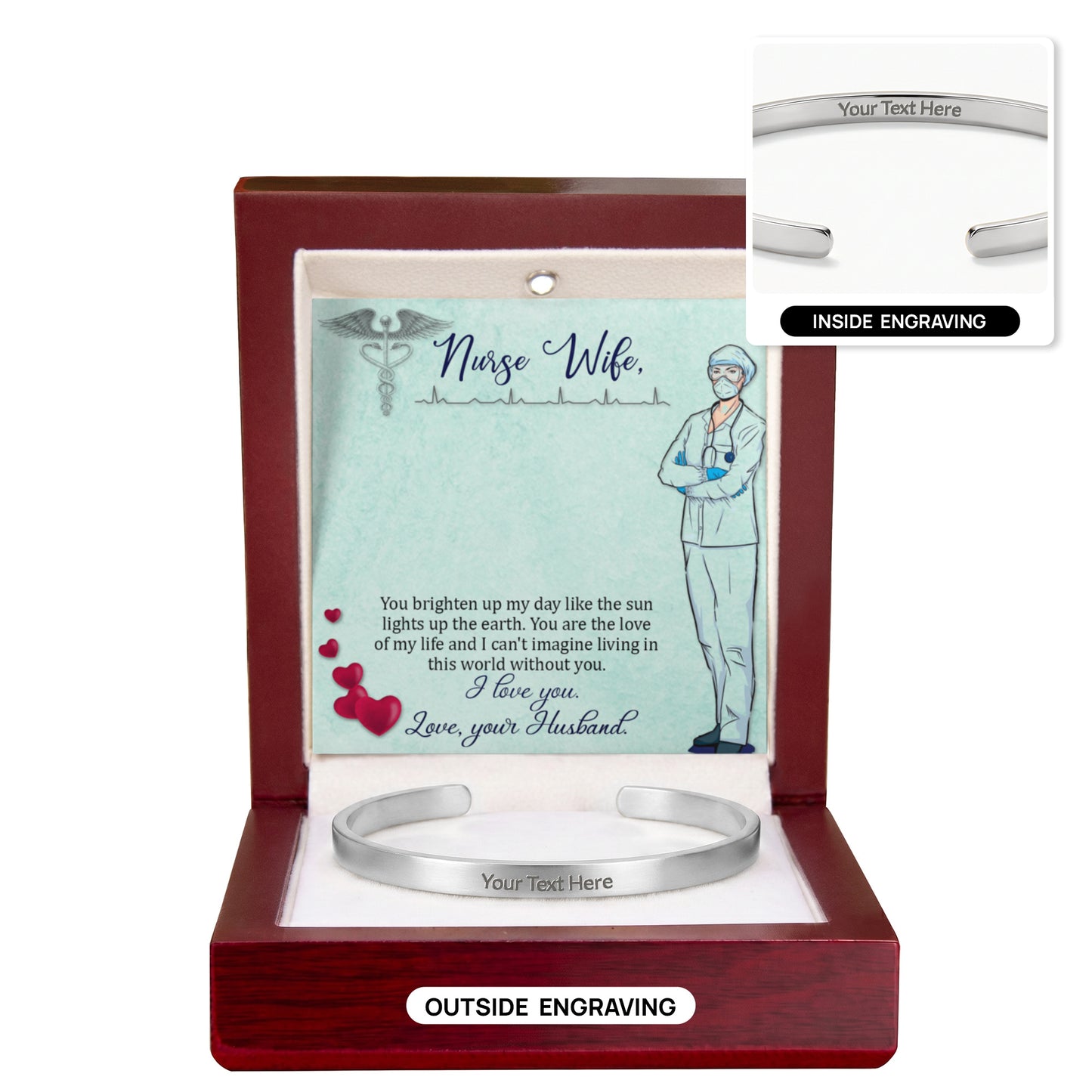 Nurse Wife Engraved Bracelet