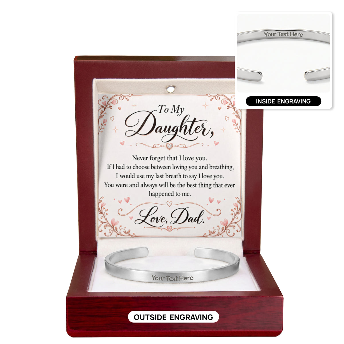 Dad-Daughter Engraved Cuff Bracelet