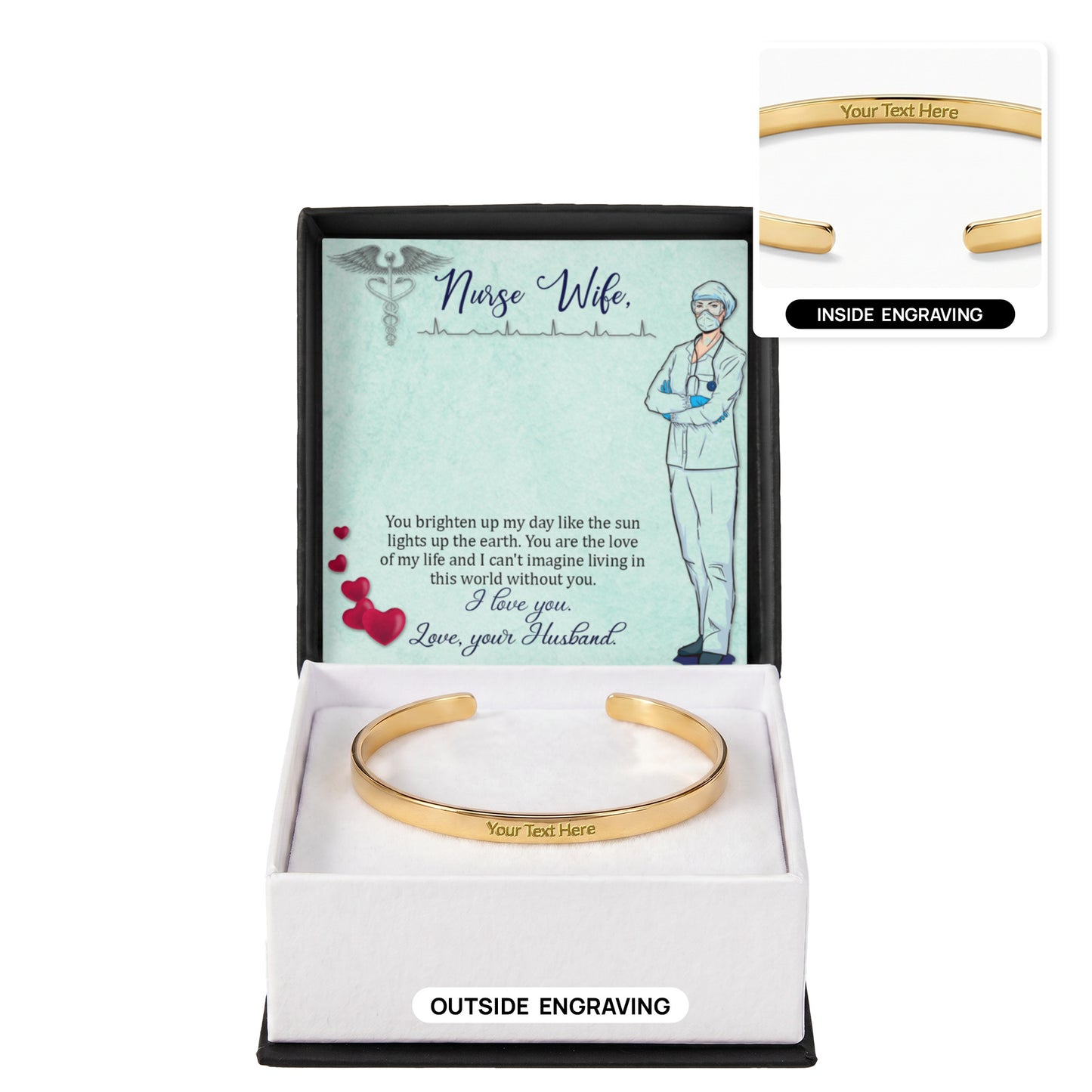 Nurse Wife Engraved Bracelet