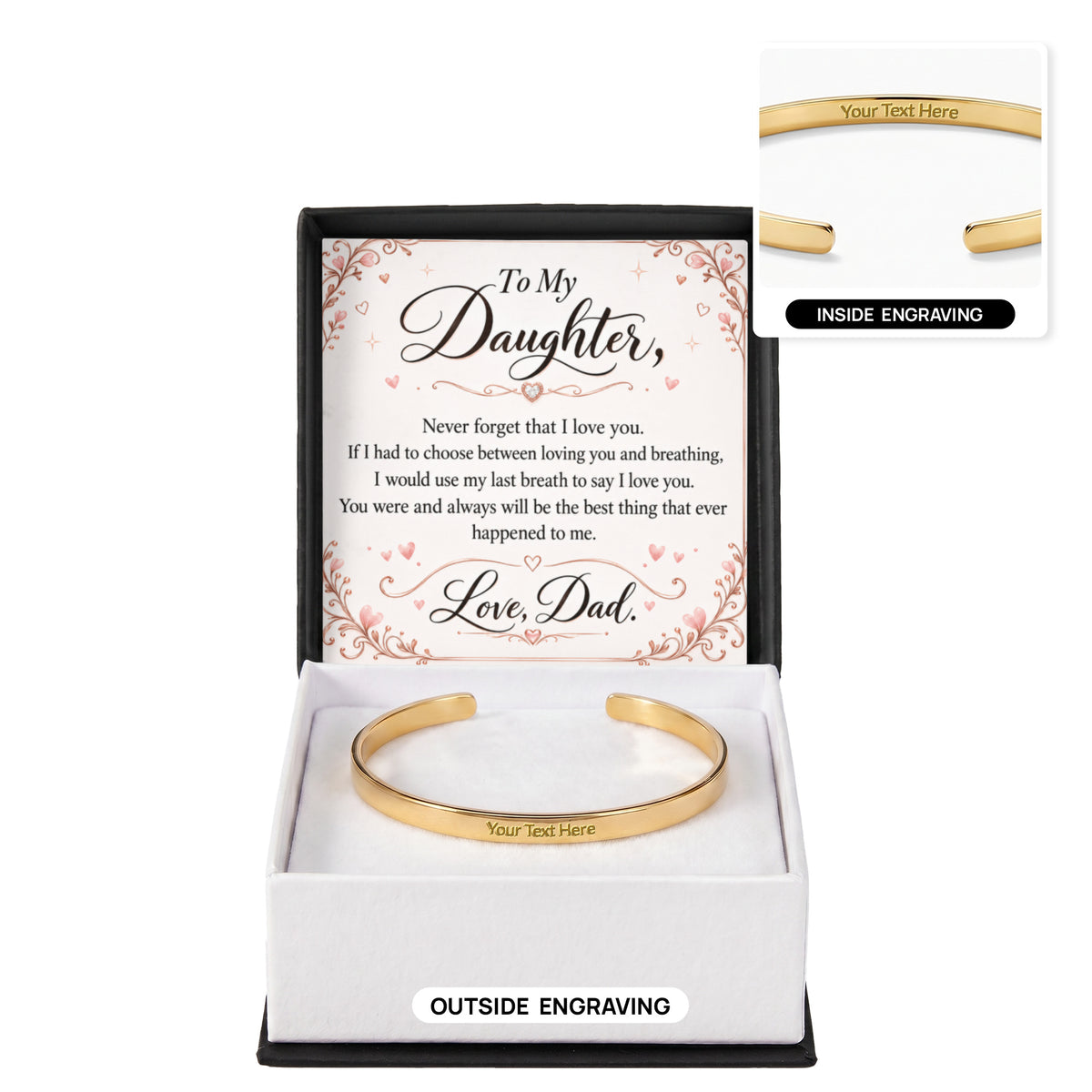 Dad-Daughter Engraved Cuff Bracelet