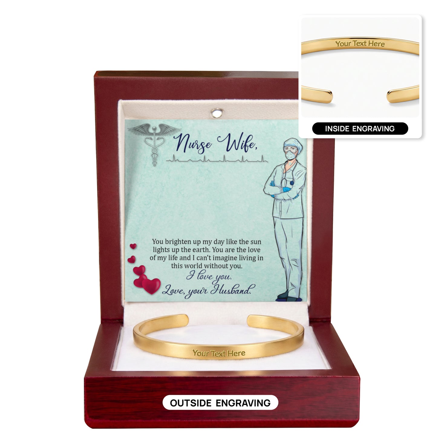 Nurse Wife Engraved Bracelet