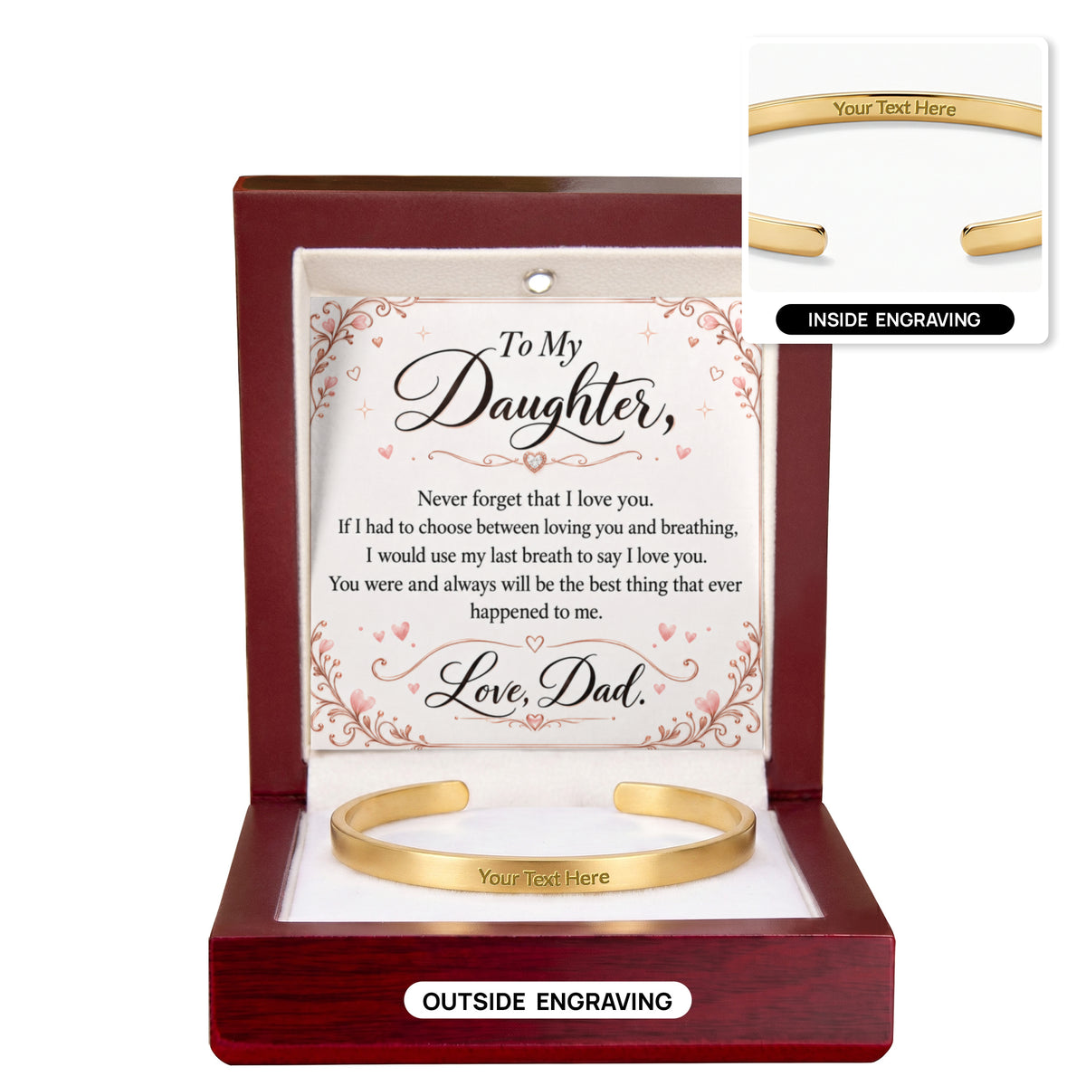 Dad-Daughter Engraved Cuff Bracelet