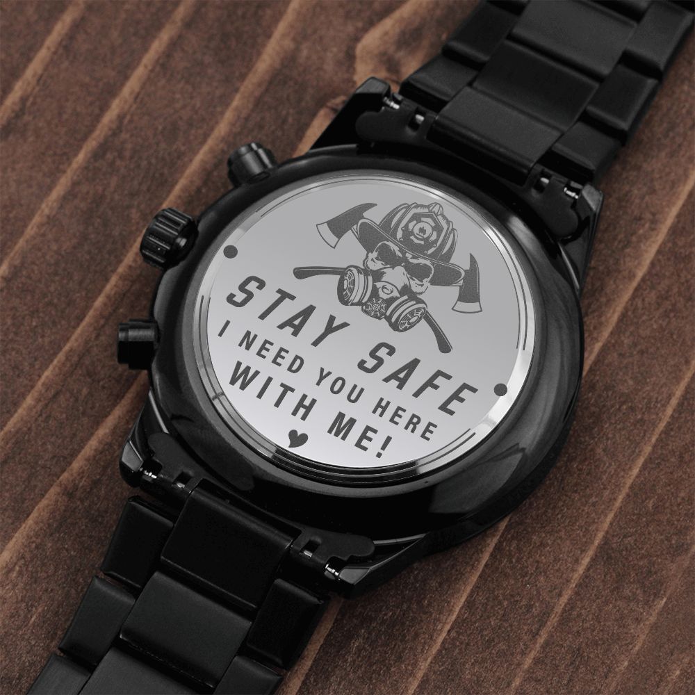 Stay Safe Engraved Chronograph Watch